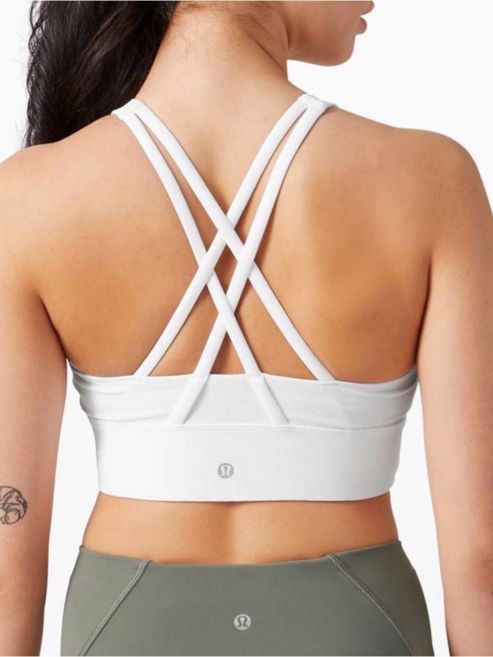 Lululemon Energy High Neck Longline Ribbed Bra White Size 4 6 GUC - Picture 2 of 9